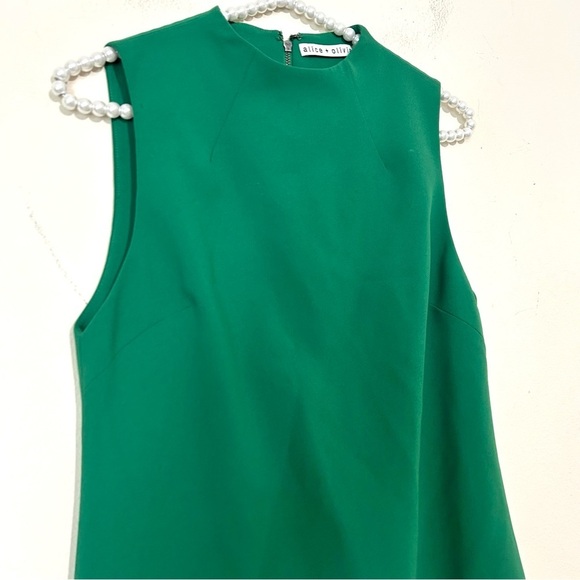 Alice + Olivia Coley Mini Green A-Line Sleeveless Dress SIZE 2 - Picture 3 of 6